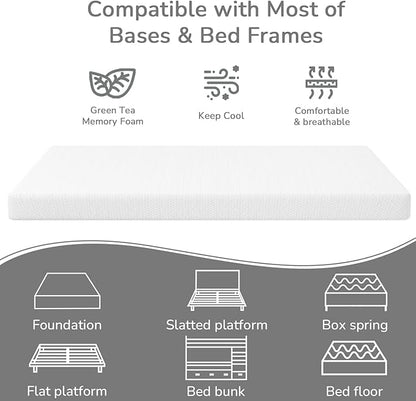 PayLessHere | Twin Mattress | 5 Inch | Green Tea Gel Memory Foam | Medium Firm Feel | Bed-in-a-Box | CertiPUR-US Certified | Fiberglass Free | Cooling & Breathable | Pressure Relief