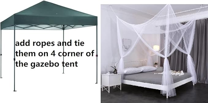 OctoRose Four Post Mosquito Net for Bed Canopy -Fits Queen, King, California King Beds-Indoor & Outdoor Use- Purple