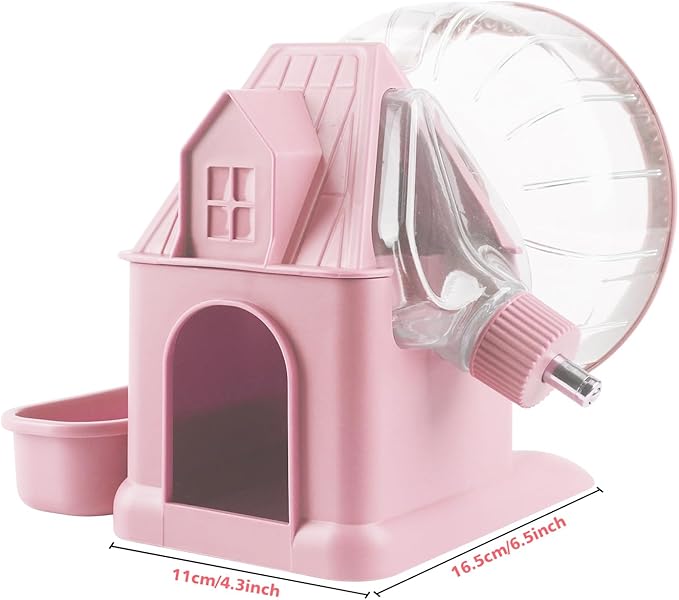 4 in 1 Silent Large Hamster Wheel Multifunctional Hamster Running Wheel Quite Running Spinner Wheel Accessories with Food Bowl Water Bottle for Hamsters Dwarf Gerbil (Pink)-Mewly Pet