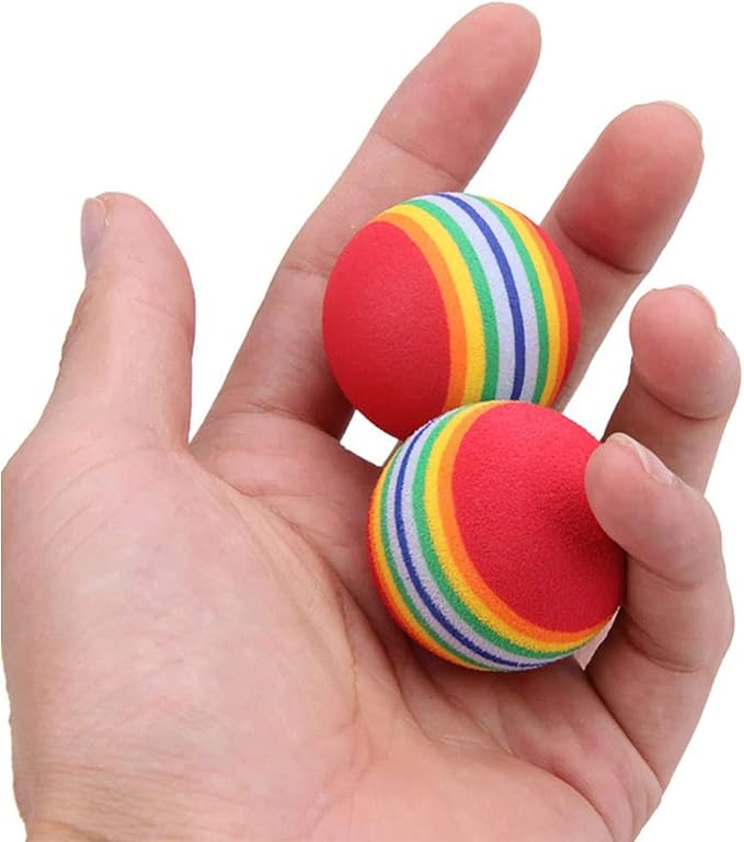 12 Pack Rainbow Cat Toy Balls Soft EVA Foam Interactive Indoor Kittens Favorite Toys 1.38" Dia. Small Dogs Puppies Toy Balls Bulk Activity Chase Quiet Play Sponge Ball-Mewly Pet