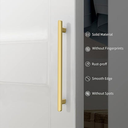 10 Pack 10 Inch(254mm) Kitchen Cabinet Handles Brushed Gold Cabinet Pulls Kitchen Cabinet Hardware Drawer Pulls for Cupboard Wardrobe