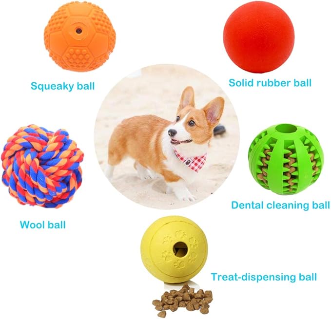 5 Different Functions Interactive Dog Toys for Puppies, Puppy Puzzle Toys for Small Dogs, Dog Balls for Small Dogs, Treat Dispensing Dog Toys, Squeaky Ball, Small Breed-Mewly Pet