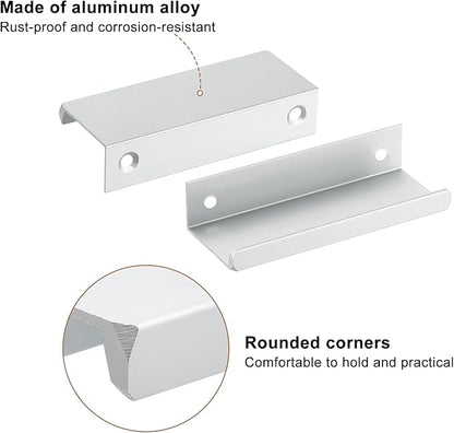 uxcell Cabinet Finger Edge Pull, 3pcs 80mm / 3.15" Aluminum Alloy Back Mount Hidden Cabinet Pulls Concealed Handle for Home Kitchen Drawer Cabinet, Silver