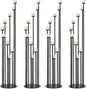 Set of 4 Floor Candle Holders,9 Arm Candle Holder for Fireplace Decoration,Black Metal Candle Stick Holders for Pillar Tealight Candles on Home Derecotion