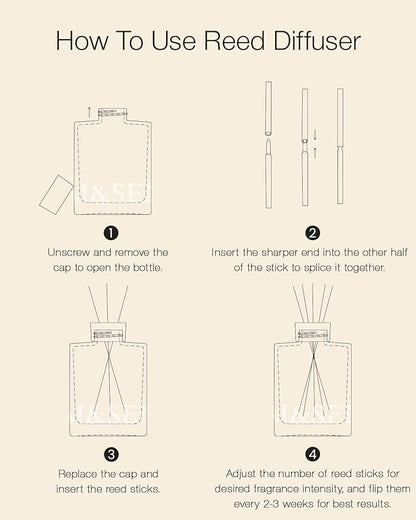 M&SENSE Amber Lemon Reed Diffuser Set - 16.9 fl oz Scent Diffuser with Sticks, Long-Lasting Aromatherapy Oil Diffuser, Home Fragrance Gift Set for Bedroom, Bathroom & Office Decor