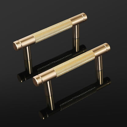Knurled Cabinet Pulls 12 Pack, 4 Inch Long Cabinet Handles Metal Door Pulls, Kitchen Drawer Pull Knurled Dresser Handles - 3" Hole to Hole, Golden