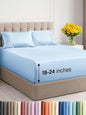 Extra Deep Twin Sheet Set - 4 Piece Breathable & Cooling Sheets - Hotel Luxury Bed Sheets Set - Easy & Secure Fit - Soft, Wrinkle Free & Comfy Sheets Set - Light Blue Sheet Set with Extra Deep Pockets