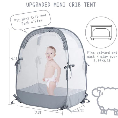 Pack N Play Tent, Baby Pop Up Crib Tent to Keep Baby in, Crib Net for Pack and Plays, Mini Cribs & Play Yards (39.6" L x 27.6" W x 49.2" H)