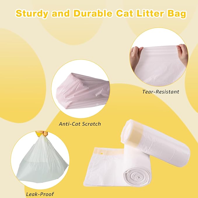 Litter Box Liners 20 Count, 37" x 18" Jumbo 3MIL Thicken Cat Litter Bags Tear Resistant Disposable Cat Litter Liners for XL Stainless Steel Litter Box and Other Suitable Size Litter Box-Mewly Pet