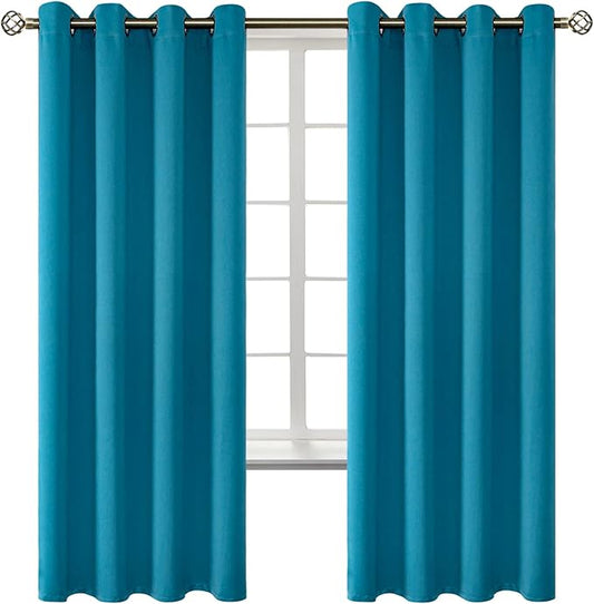 BGment Blackout Curtains - Grommet Thermal Insulated Room Darkening Bedroom and Living Room Curtains, Set of 2 Panels (52 x 72 Inch, Peacock Blue)