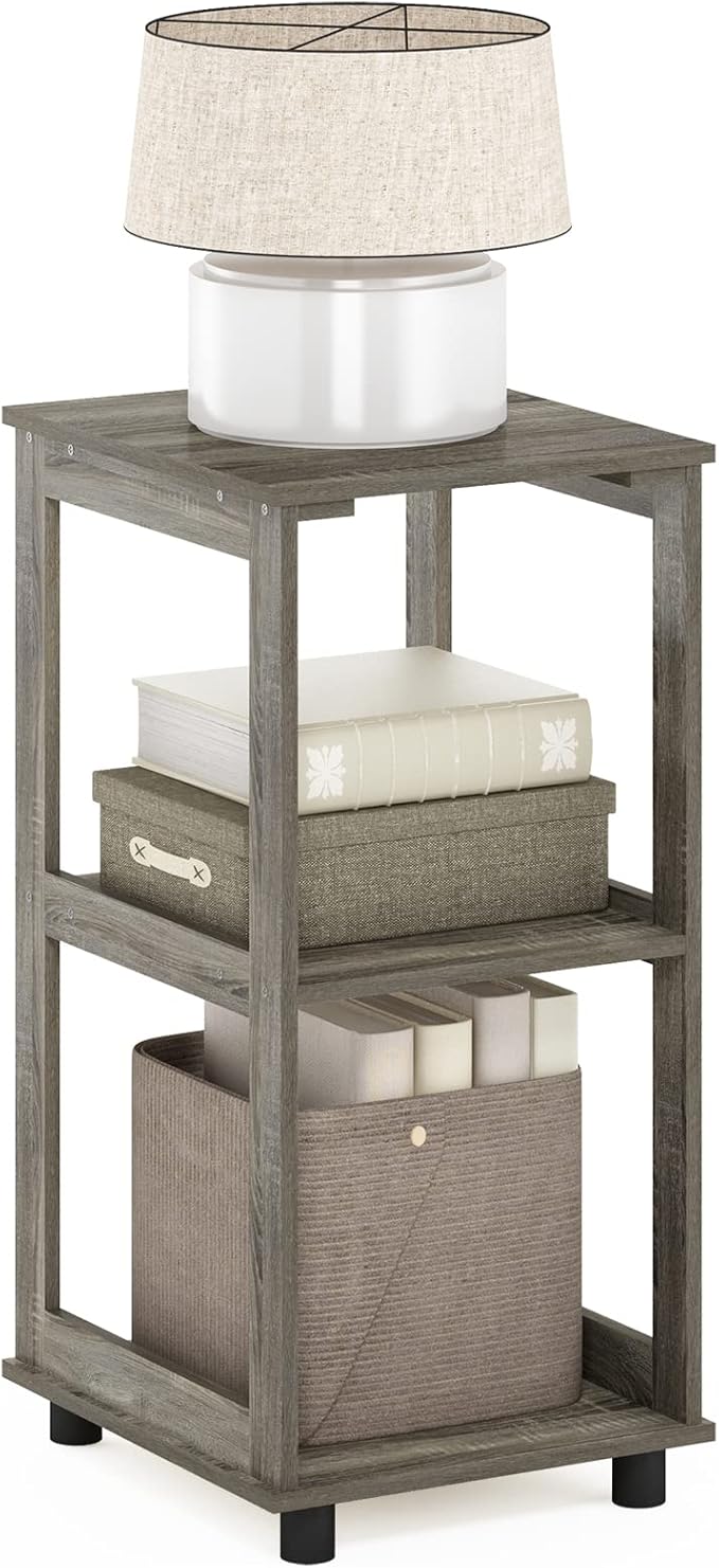Furinno Romain 2-Tier Tall End Table, French Oak
