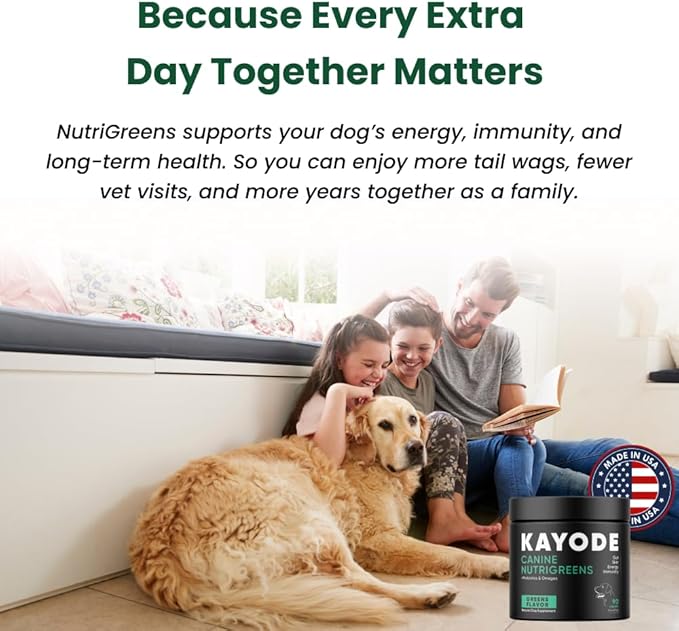 Canine NutriGreens - Natural Dog Vitamins & Probiotics for Dogs. No Messy Powder. Includes Spirulina, Kelp & Antioxidant Berry Mix. 6-in-1 Dog Supplements & Vitamins Chews. Super Greens for Dogs.-Mewly Pet