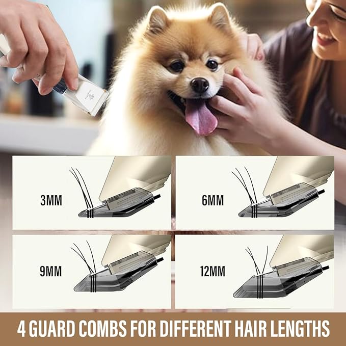 Grooming Kit for Dogs at Home - Rechargeable Low Noise Cat and Dog Shavers & Clippers for Grooming Thick Hair - Cordless Grooming Clippers Includes Pet Hair Clippers, Nail Trimmer, Shears & Bath Brush-Mewly Pet