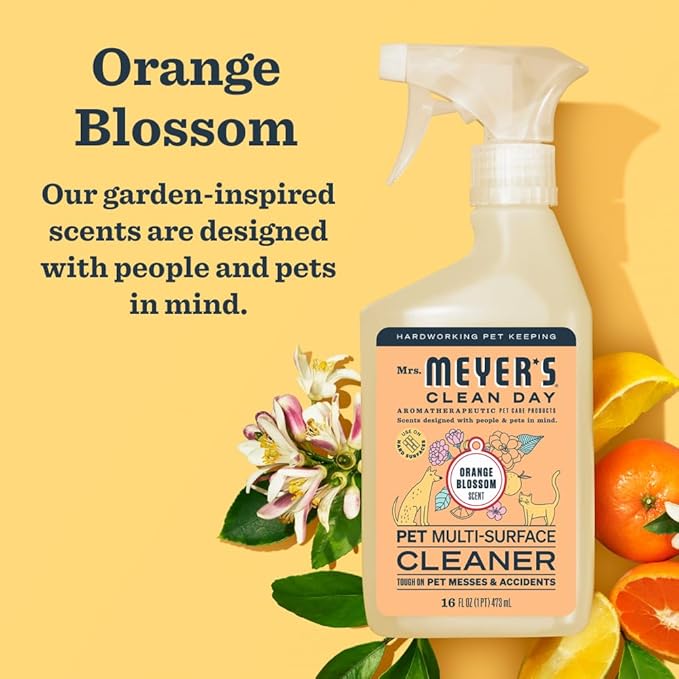 Mrs. MEYER'S CLEAN DAY Pet Multi-Surface Cleaner, Orange Blossom Scent, 16oz-Mewly Pet