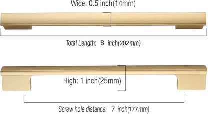Asidrama 10 Pack 7 Inch(177mm) Brushed Gold Cabinet pulls Kitchen Cabinet Handles, Cabinet Pulls Gold Kitchen Cabinet Hardware for Cupboard Drawer Pulls