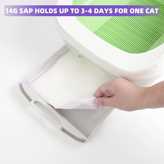 IMMCUTE Cat Pads 16.9" X 11.4", 50 Ct | Pee Pads for Cats | Thickened 6-Layer Super Absorbent Pads, Pee Pads for Tidy Cats Breeze Litter System | Cat Pee Pad for Litter Box-Mewly Pet