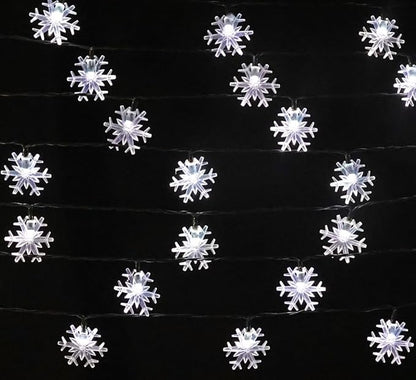 Solar Christmas Snowflake String Lights 36ft 60 LED 8 Modes Solar Fairy Outdoor Waterproof Powered String Lights for Garden Patio Yard Home Christmas Tree Parties(White-Snowflake-60LED)