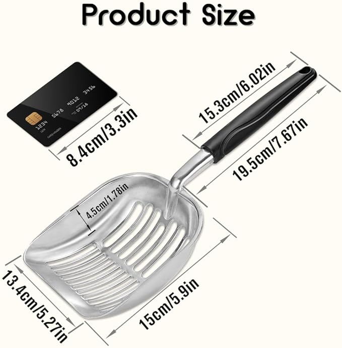 Cat Litter Scoop - Sturdy Mesh Scooper,Long Handle Cat Scooper,Aluminum Alloy Sifter Metal Scoop,Poop Sifting,Mesh shovel,Suitable for Cat Litter Box,Christmas GiftSuitable for Cat Litter Box-Mewly Pet