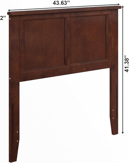 AFI, Madison Twin Solid Wood Panel Headboard with Attachable Charger, Walnut