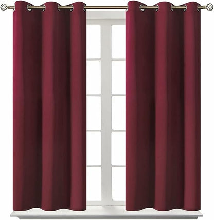 BGment Blackout Curtains for Bedroom - Grommet Thermal Insulated Room Darkening Curtains for Living Room, Set of 2 Panels (38 x 54 Inch, Burgundy)