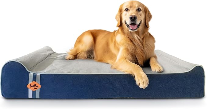 Laifug Orthopedic Memory Foam Extra Large Dog Bed Pillow (50"x36"x10", Gray Blue) Durable Waterproof Lining and Removable Washable Cover and Smart Design-Mewly Pet