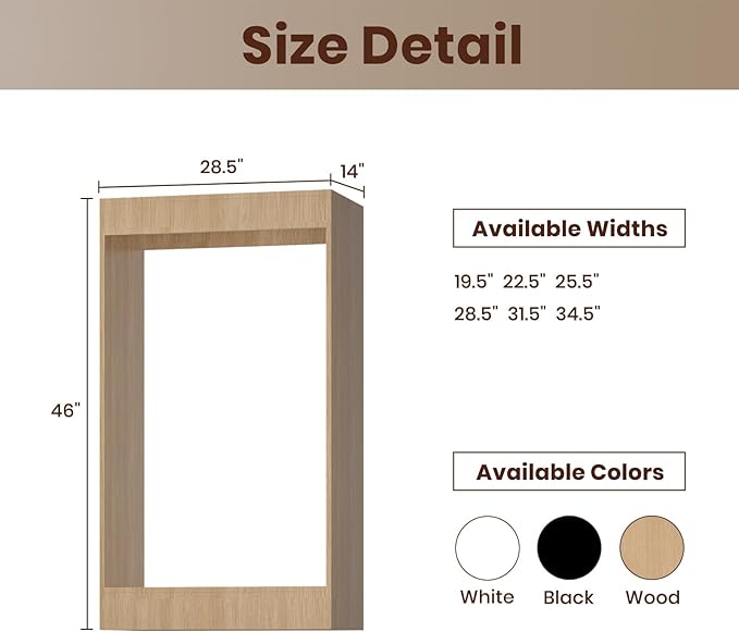 ROOMTEC 28.5" Double Hanging Closet Unit, Modular Closet System with Hanging Rod, Wardrobe Organizer for Bedroom or Walk-in Closet, Wall Mounted, Customizable Clothes Storage Unit, Wood