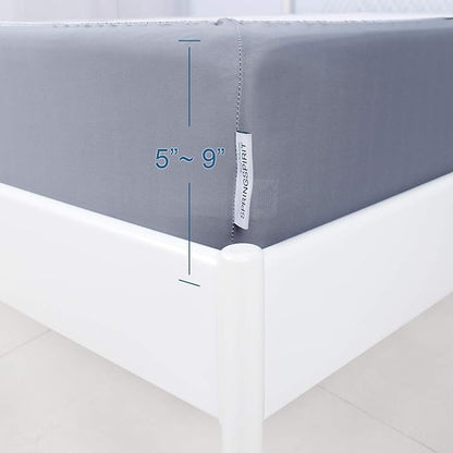 Box Spring Cover Full Size, Alternates for Bed Skirt, Smooth and Elastic Woven Material Wrap Around 4 Sides of The Box Spring, Wrinkle & Fading Resistant, Washable, Dustproof, Grey