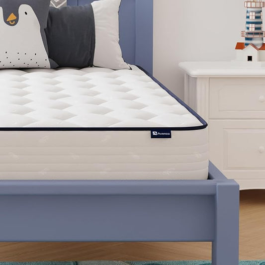 Avenco 8 Inch Twin Mattress, Foam and Spring Hybrid Mattresses in a Box, Medium Soft Breathable Fabric & Adaptive Support CertiPUR-US Certified, Colchones Twin Size in Guest and Kids Bedroom