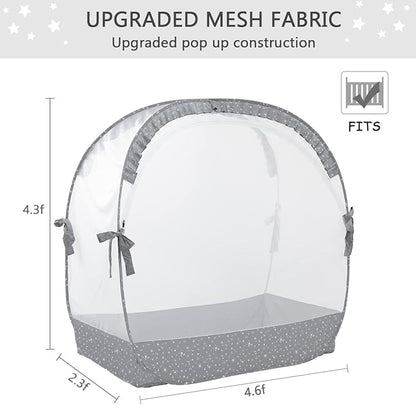 Pop Up Baby Crib Tent, Crib Net Canopy to Keep Baby in, Crib Mosquito Net with Viewing Window, Soft Mesh Cover & Pop Up Structure