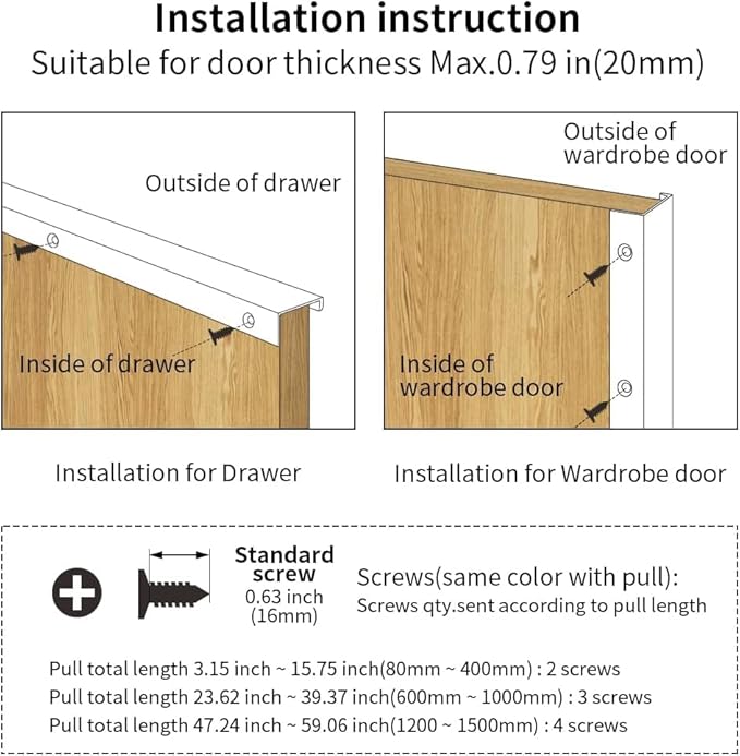 3 Pack 10" (250mm) Overall Length Overall Length Edge Finger Pull, Brushed Brass Aluminium Hidden Furniture Wardrobe Cabinet Drawer Pull Long Concealed Furniture Closet Door Handle, 3699S