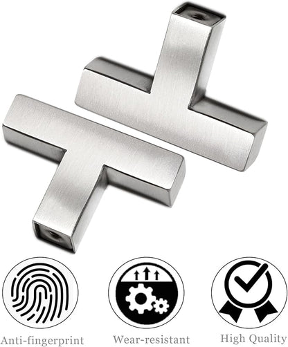 Cabinet Pulls Single Hole Cabinet Handles, 10 Pack Square Brushed Nickel Bar Cabinet Pulls Drawer Cabinet Knobs Cupboard Hardware Cabinet Handles, Stainless Steel Single Hole Cabinet Knobs