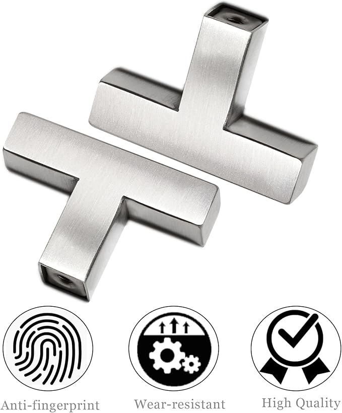 Cabinet Pulls Single Hole Cabinet Handles, 20 Pack Square Brushed Nickel Bar Cabinet Pulls Drawer Cabinet Knobs Cupboard Hardware Cabinet Handles, Stainless Steel Single Hole Cabinet Knobs