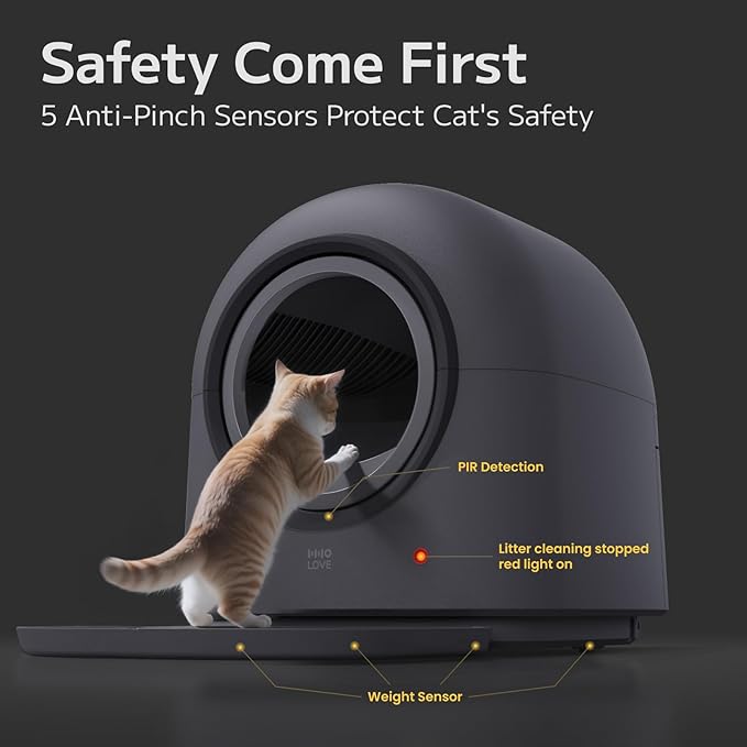 L1 Self-Cleaning Litter Box Automatic Electronic Hands-Free Smart Robot self Cleaning Litter Box - Safe Anti-Pinch,with Deodorizer and Liner and Litter Mat for Multiple Cats-Mewly Pet