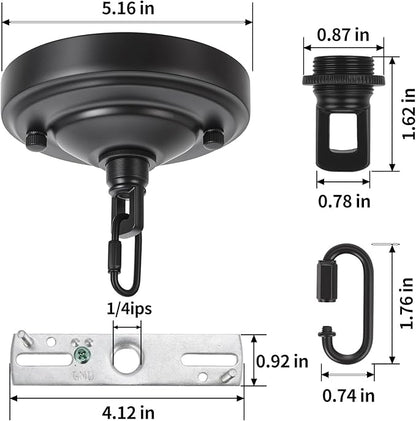 5.16Inch Light Canopy Kit with 6 Feet Chain, Ceiling Plate for Chandelier with Mounting Hardware, Iron Ceiling Canopy Kit for Pendant Light, Easy to Install