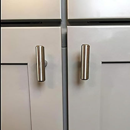 LONTAN Cabinet Knobs Brushed Nickel Bathroom Dresser Knobs - LS201BSS Euro Kitchen Cabinet T Bar Drawer Pulls Round Hardware for Drawer, Single Hole, Pack of 12