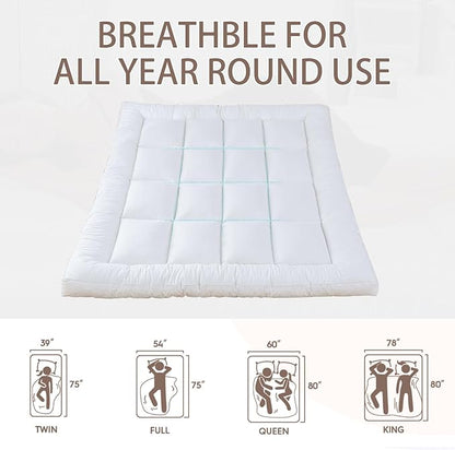 WhatsBedding 5 Inch Memory Foam Mattress Topper King for Pressure Relief, 100% Cotton Cover, Comfort Supportive Pillow Top Mattress Topper, 2000GSM Fluffy Shredded Memory Foam Filled