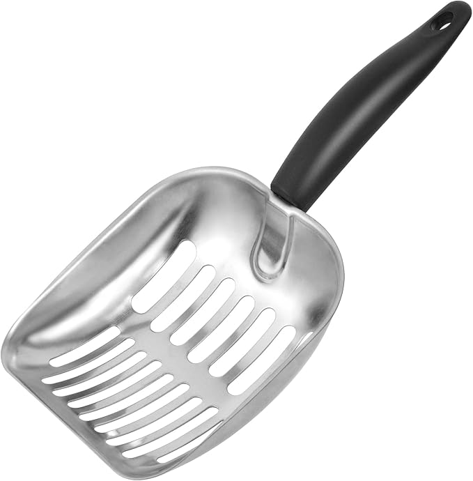 Cat Litter Scoop -Metal Cat Litter Scoop-Sturdy Mesh Scooper - Mesh Shovel-Easy to Clean - Suitable for Cat Litter Box -Black-Mewly Pet