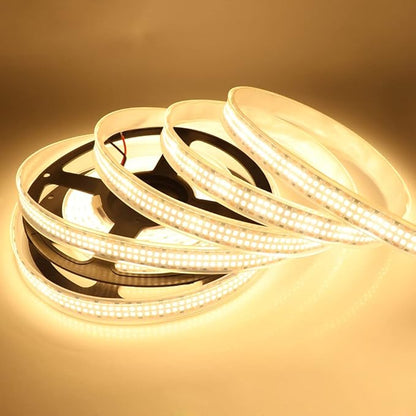 LED Strip Lights Warm White 3000K 16.4ft/5M Double Row 2835 SMD 2400LEDs DC 24V Daylight Bright Dimmable Flexible LED Tape Light Waterproof IP67 Outdoor Lighting(No Adapter & Dimmer)