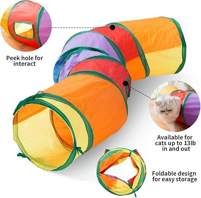 Cat Tunnels for Indoor Cats, Interactive Peek-a-Boo Cat Chute Cat Tube Toy, Camouflage S-Tunnel-Mewly Pet
