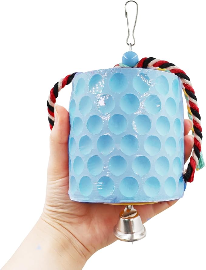 Extra Large Bird Chewing Toy, Parrot Beak Grinding Calcium Stone with Bells, Bird Cage Accessories, Cage Toys for Cockatiel Parakeet Parrot Budgies Rat Hamster Chinchilla Rabbit Bunny African Grey-Mewly Pet