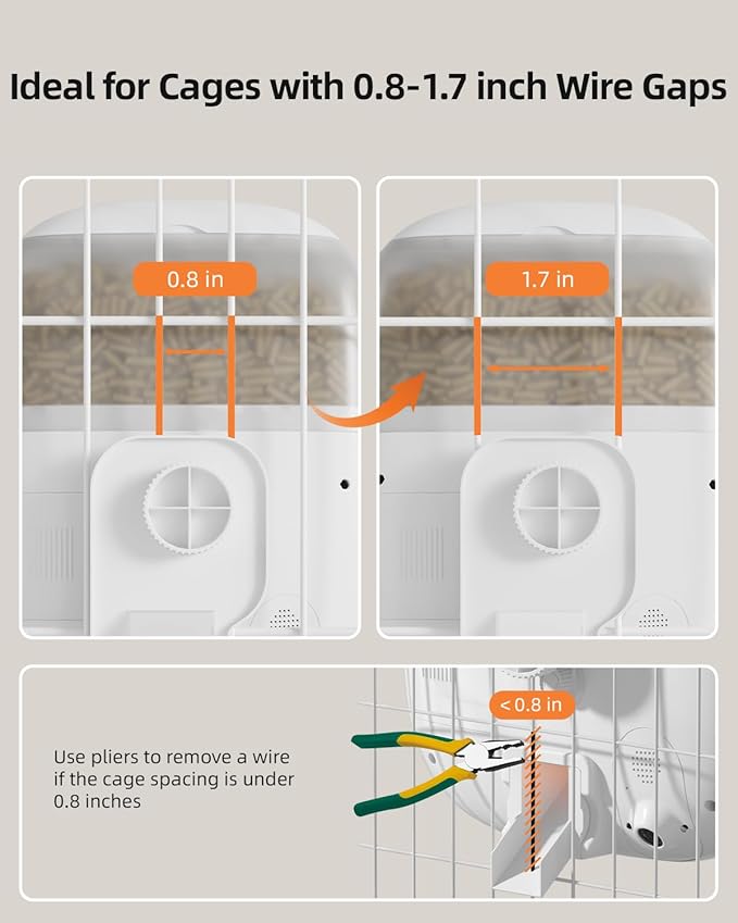 Hanging Automatic Rabbit Feeder with 1080P Camera, 62oz Storage, Multiple Pet Cage Compatibility, Customized Feeding Schedule- Perfect for Ferrets, Cats, Guinea Pigs, Chinchilla and Hedgehog-Mewly Pet