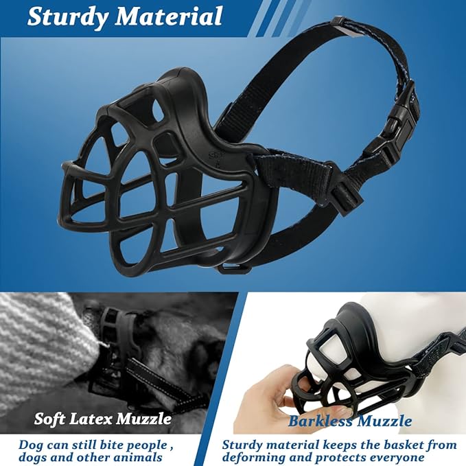 BARKLESS Dog Muzzle, Basket Muzzle Anti Biting Chewing, Sturdy Lightweight Cage Mouth Cover for Small Medium Large Sized Dogs, Allows Panting Drinking, Suitable for Grooming Trimming Training-Mewly Pet