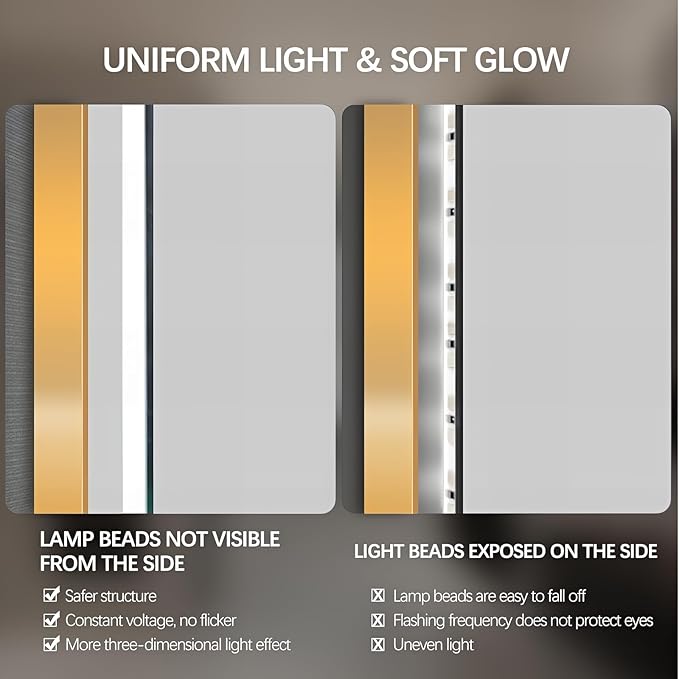 30" Round LED Bathroom Mirror, Wall Mounted Round Backlit Mirror LED Bathroom Vanity Mirror with Lights Fog Free Circle Lighted Mirror with Gold Frame, Smart Light up Mirror 3-Color