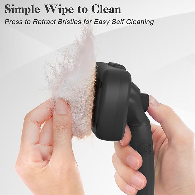 Swihauk Self Cleaning Slicker Brush for Dogs & Cats - Skin Friendly Deshedding and Grooming Brush for Haired Pets, Pet Supplies Accessory, Black-Mewly Pet