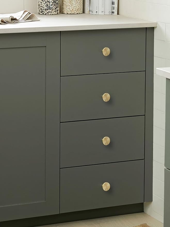 2 Pack Brushed Gold Cabinet Knobs Brass Flat Drawer Pulls Kitchen Cupboard Bathroom Dresser Cabinet Hardware Handles Zinc Alloy