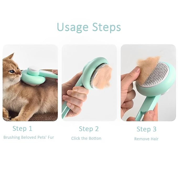 Cat Hair Brush, Cat Brush for Shedding, Suitable for Long and Short Haired Cats and Dog, Green-Mewly Pet