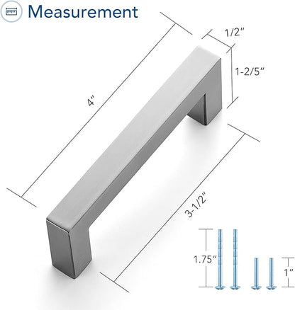 Ravinte 5 Pack Brushed Nickel Kitchen Cabinet Handles 3-1/2 Inch Cabinet Pulls Square Kitchen Hardware for Cabinet Drawer Pulls Drawer Handles Come with Screwdriver