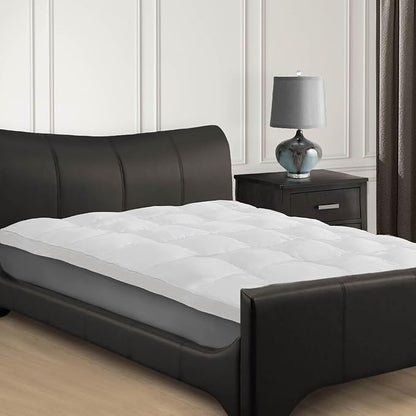 Superior Mattress Topper, Down Alternative, 2 Inch Deep Sized Bed Pillow Top, Comfort Pad, Fluffy Mattress-Topper Protector, Plush Cooling Extra Soft, Hotel Quality, Sleep, All-Season, Queen, White