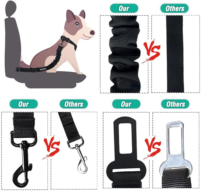 COOYOO Dog Seat Belt, Durability Retractable Dog Car Harness Adjustable Dog Seat Belt for Vehicle Nylon Pet Safety Seat Belts Heavy Duty & Elastic-Mewly Pet