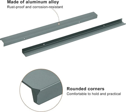 uxcell Cabinet Finger Edge Pull, 3pcs 500mm / 19.69" Aluminum Alloy Back Mount Hidden Cabinet Pulls Concealed Handle for Home Kitchen Drawer Cabinet, Gray